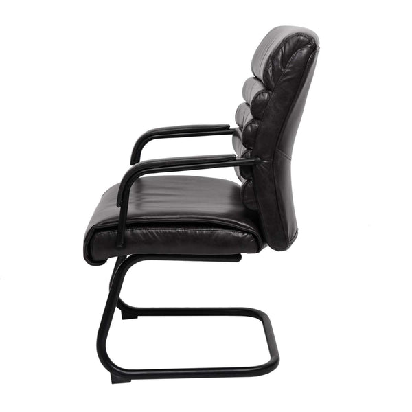 Konferenzstuhl Esszimmerstuhl Freischwinger Vintage Wildleder-Optik Metall schwarz