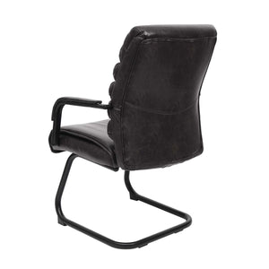 Konferenzstuhl Esszimmerstuhl Freischwinger Vintage Wildleder-Optik Metall schwarz