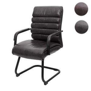 Konferenzstuhl Esszimmerstuhl Freischwinger Vintage Wildleder-Optik Metall schwarz