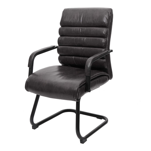 Konferenzstuhl Esszimmerstuhl Freischwinger Vintage Wildleder-Optik Metall schwarz