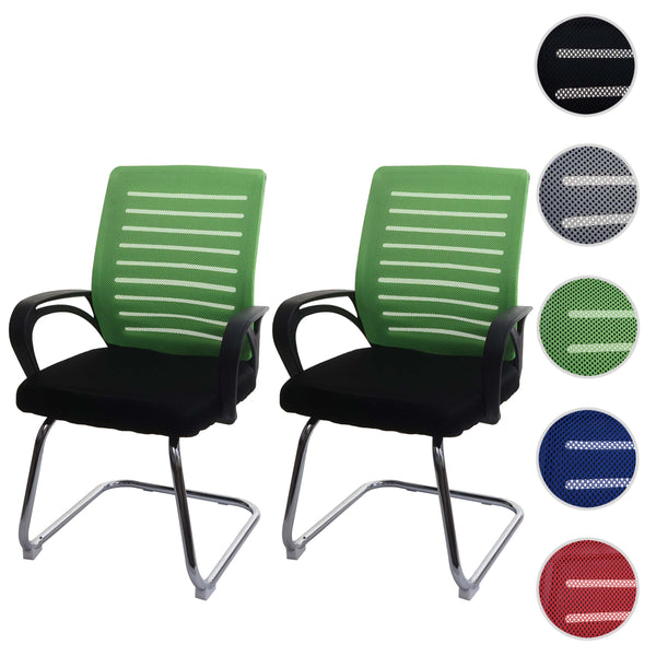 2er-Set Konferenzstühle grün. Freischwinger. 150kg. Stoff