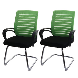 2er-Set Konferenzstühle grün. Freischwinger. 150kg. Stoff