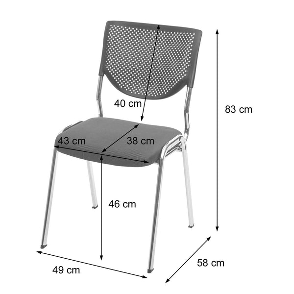4er-Set Konferenzstühle Stapelbar Stoff dunkelgrau, Chromfüsse