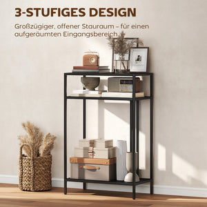 Konsolentisch schmal mit 3 Ablagen für Flur und Wohnzimmer 55cm