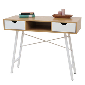 Konsolentisch Ablagentisch Beistelltisch 3D-Struktur 100x40cm naturbraun weiss