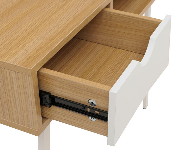 Konsolentisch Ablagentisch Beistelltisch 3D-Struktur 100x40cm naturbraun weiss