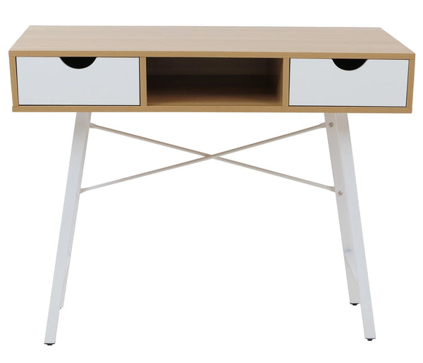 Konsolentisch Ablagentisch Beistelltisch 3D-Struktur 100x40cm naturbraun weiss