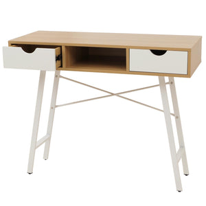 Konsolentisch Ablagentisch Beistelltisch 3D-Struktur 100x40cm naturbraun weiss