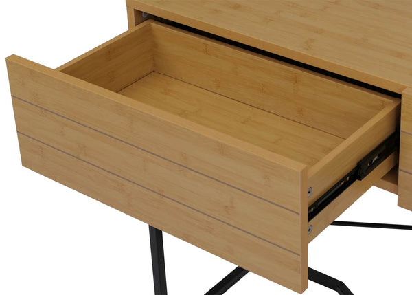 Konsolentisch Beistelltisch Ablagetisch Schublade Industrial 81x120x40cm Bambus-Optik