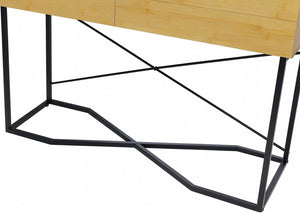 Konsolentisch Beistelltisch Ablagetisch Schublade Industrial 81x120x40cm Bambus-Optik