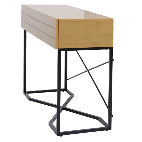 Konsolentisch Beistelltisch Ablagetisch Schublade Industrial 81x120x40cm Bambus-Optik