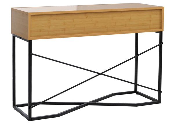 Konsolentisch Beistelltisch Ablagetisch Schublade Industrial 81x120x40cm Bambus-Optik