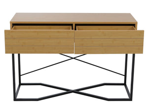 Konsolentisch Beistelltisch Ablagetisch Schublade Industrial 81x120x40cm Bambus-Optik