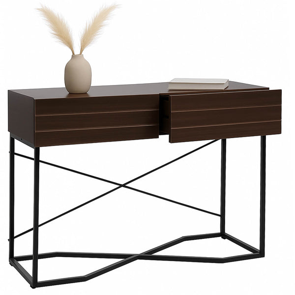 Konsolentisch Beistelltisch Ablagetisch Schublade Industrial 81x120x40cm Walnuss-Optik