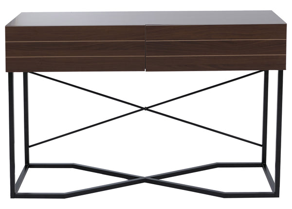 Konsolentisch Beistelltisch Ablagetisch Schublade Industrial 81x120x40cm Walnuss-Optik