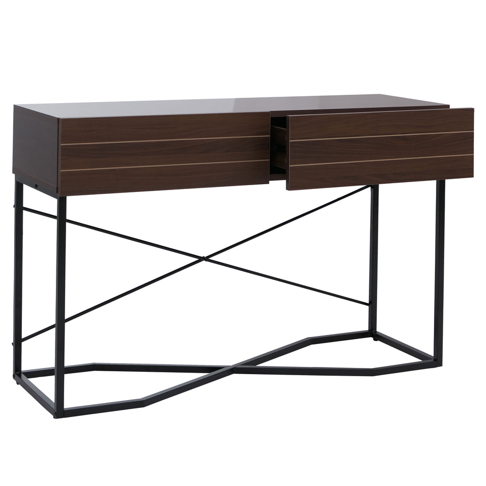 Konsolentisch Beistelltisch Ablagetisch Schublade Industrial 81x120x40cm Walnuss-Optik