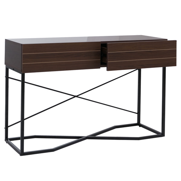 Konsolentisch Beistelltisch Ablagetisch Schublade Industrial 81x120x40cm Walnuss-Optik