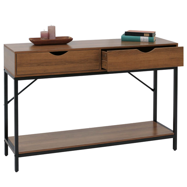 Konsolentisch Beistelltisch Ablagetisch Schubladen Industrial 76x109x30cm braun