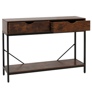 Konsolentisch Beistelltisch Ablagetisch Schubladen Industrial 76x109x30cm rotbraun