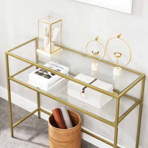 Konsolentisch Beistelltisch Glas 2 Ablagen Gold