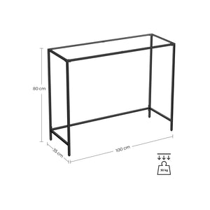 Konsolentisch Beistelltisch Glas Metallrahmen Schwarz