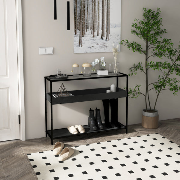 Konsolentisch Flurtisch Regal 100x30x78cm Schwarz