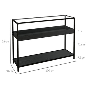 Konsolentisch Flurtisch Regal 100x30x78cm Schwarz
