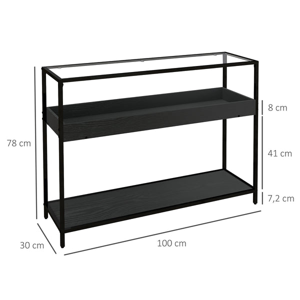 Konsolentisch Flurtisch Regal 100x30x78cm Schwarz