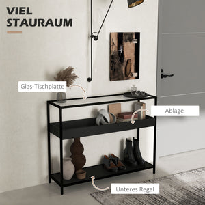 Konsolentisch Flurtisch Regal 100x30x78cm Schwarz