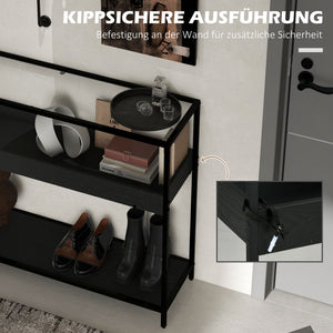 Konsolentisch Flurtisch Regal 100x30x78cm Schwarz
