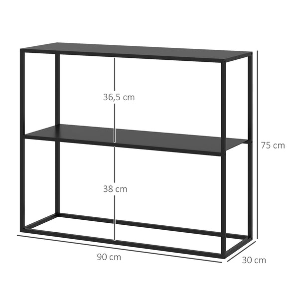 Konsolentisch Regal Beistelltisch mit Kippschutz 90x30x75cm Schwarz