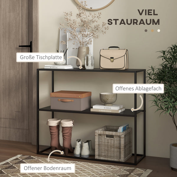 Konsolentisch Regal Beistelltisch mit Kippschutz 90x30x75cm Schwarz