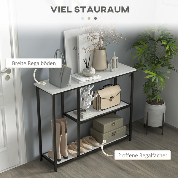 Konsolentisch Regal mit Kippschutz 100x30x80cm Weiss