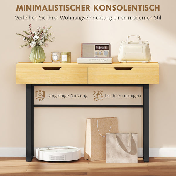 Konsolentisch schmal mit Schubladen und Metallgestell