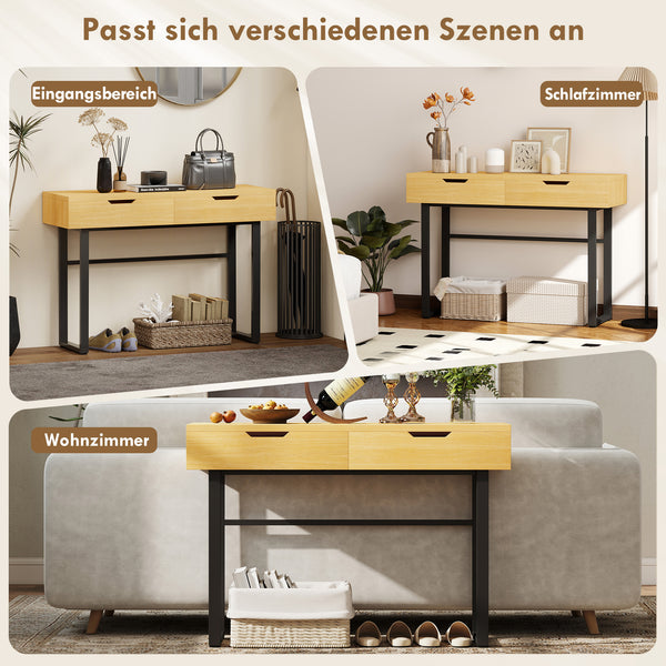 Konsolentisch schmal mit Schubladen und Metallgestell