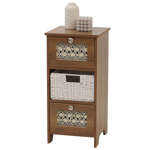 Konsolentisch Schubladenschrank 3 Korbschubladen Holz Melamin 63x30x30cm braun