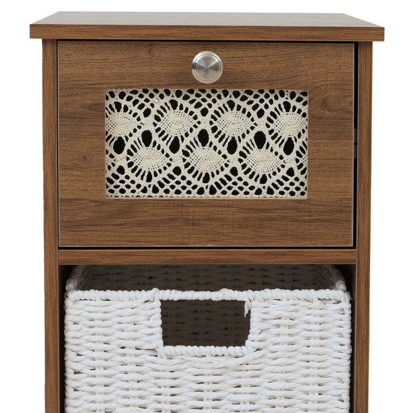 Konsolentisch Schubladenschrank 3 Korbschubladen Holz Melamin 63x30x30cm braun
