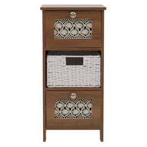 Konsolentisch Schubladenschrank 3 Korbschubladen Holz Melamin 63x30x30cm braun