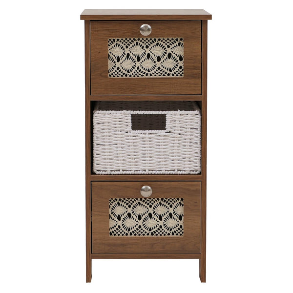 Konsolentisch Schubladenschrank 3 Korbschubladen Holz Melamin 63x30x30cm braun
