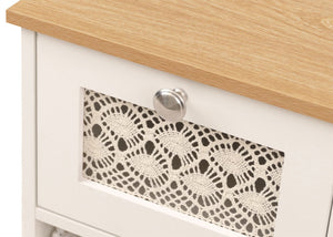 Konsolentisch Schubladenschrank 3 Korbschubladen Holz Melamin 63x30x30cm natur-weiss