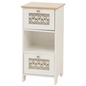 Konsolentisch Schubladenschrank 3 Korbschubladen Holz Melamin 63x30x30cm natur-weiss