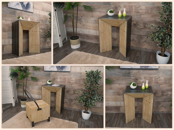 Konsolentisch Telefontisch Beistelltisch Industrial Massivholz 80x60x40cm natur