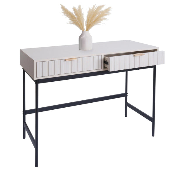 Konsolentisch Telefontisch Industrial Schublade 85x100x40cm Holzoptik weiss