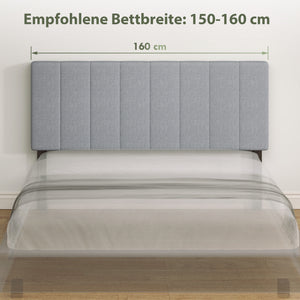 Kopfteil Bett höhenverstellbar für Schlafzimmer 160cm Leinenoptik grau