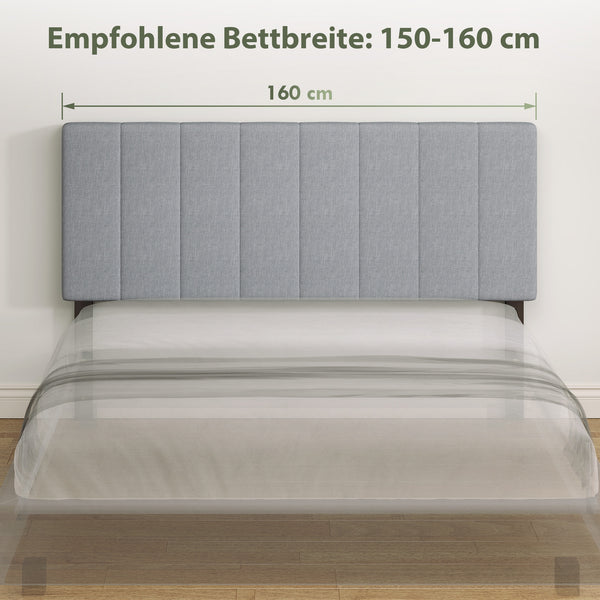 Kopfteil Bett höhenverstellbar für Schlafzimmer 160cm Leinenoptik grau