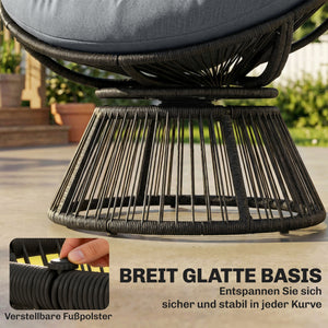 Korbsessel Rattansessel drehbar mit Kissen grau