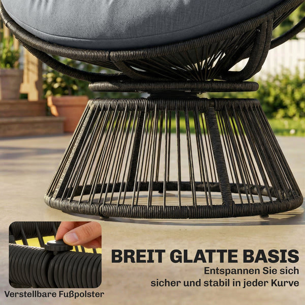 Korbsessel Rattansessel drehbar mit Kissen grau