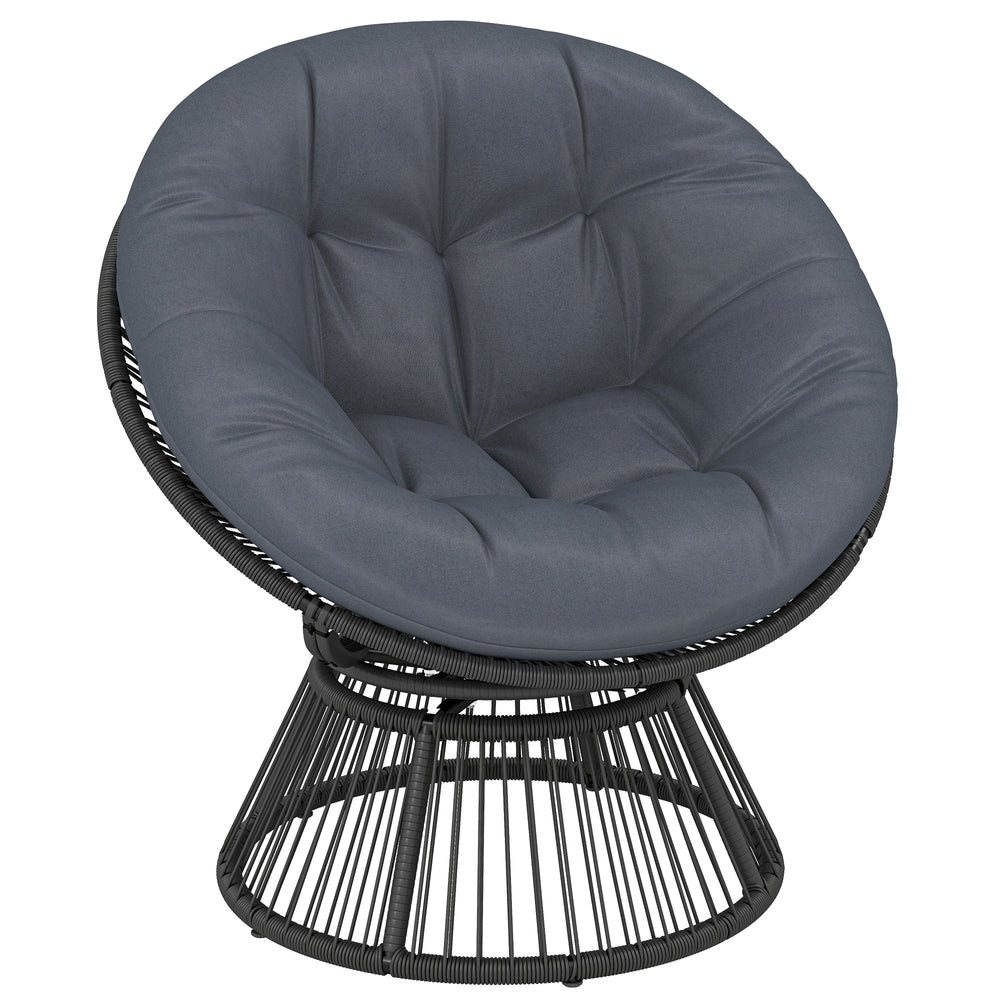 Korbsessel Rattansessel drehbar mit Kissen grau