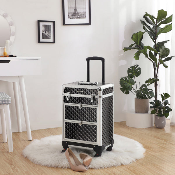 Kosmetikkoffer Make-up-Koffer mobil Schwarz