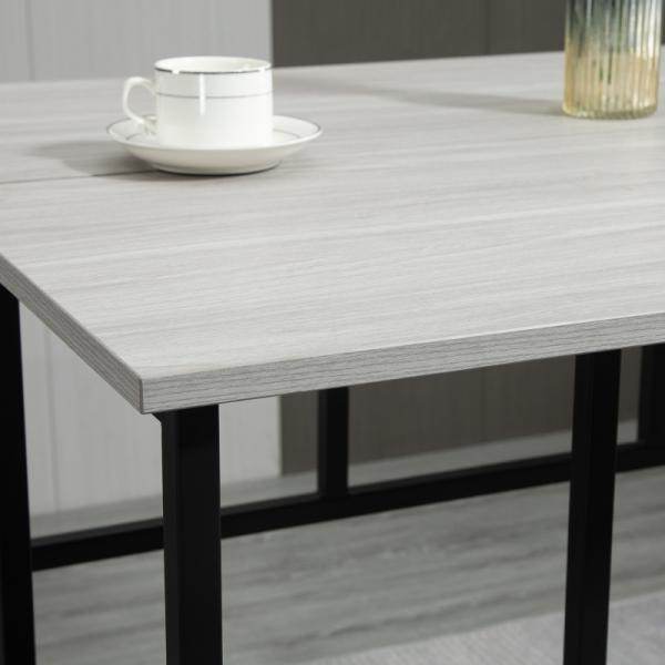 Bartisch-Set im Industriedesign, 6-teilig, 2 Tische und 4 Barhocker, Grau + Schwarz